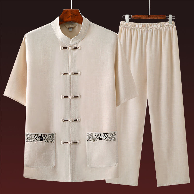 Short Linen Drawstring - 2024 Sommer neue Mode einfarbig Kurzarm