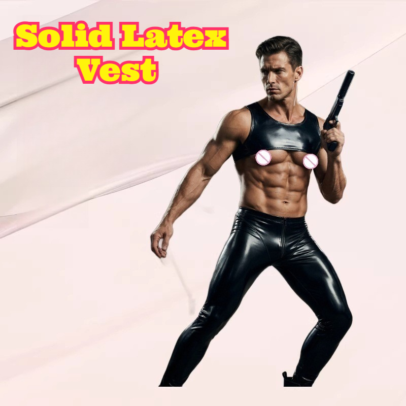 Tank Top Muscle - Solide Latex-Weste, eng anliegendes kurzes Tanktop