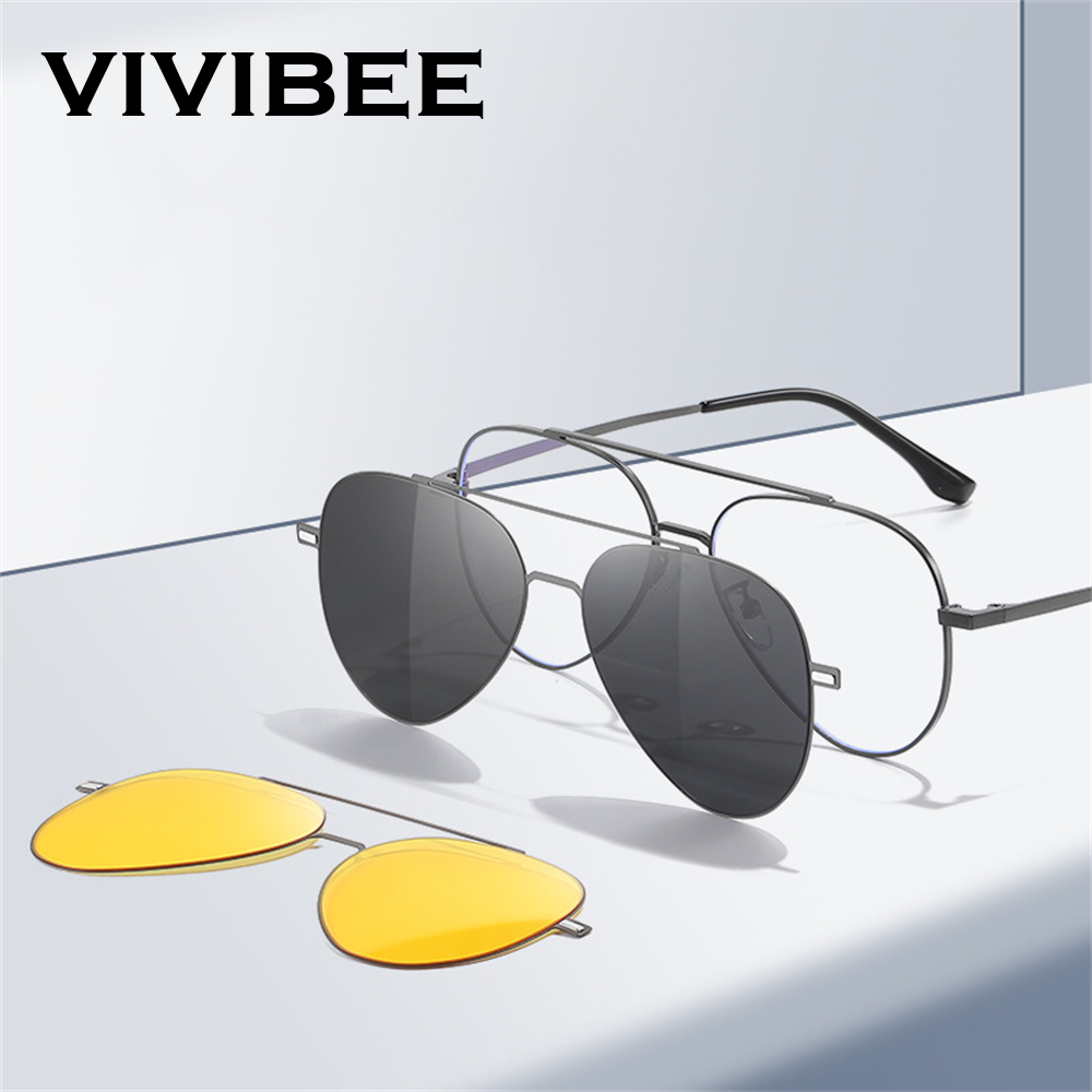 Sunglasses Aviator Polarized - VIVIBEE Aviation Magnetische Polarisierte Clip Auf