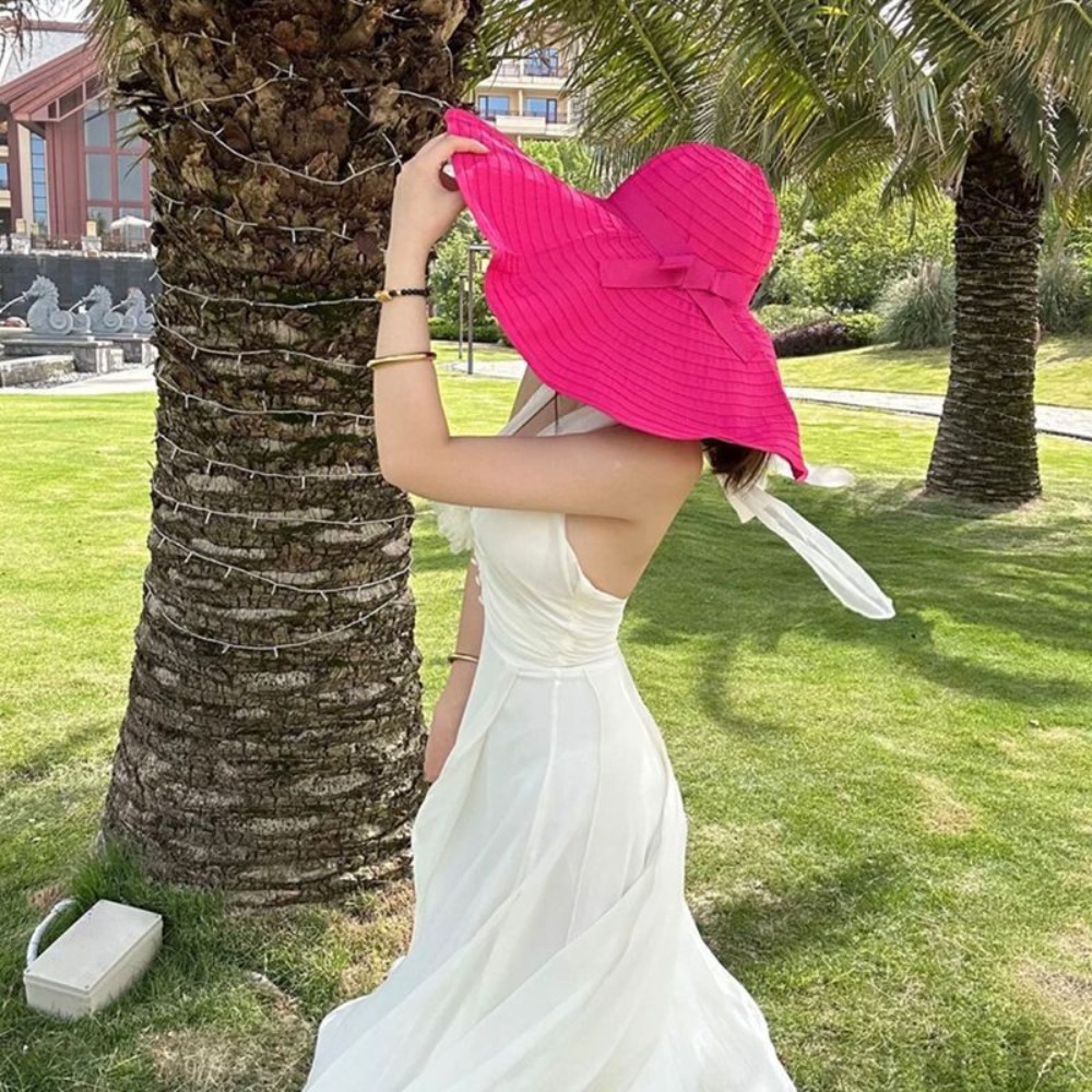 Packable Hat Nylon - Faltbarer Sonnenhut mit Schleife, DIY, formbar,