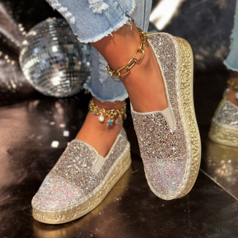 Silberne Glitzer-Strass-Platea – Espadrille Slip On Bewertung und Preis