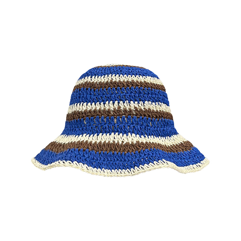 Neue gestreifte gestrickte Str – Bucket Hat Straw Bewertung und Preis