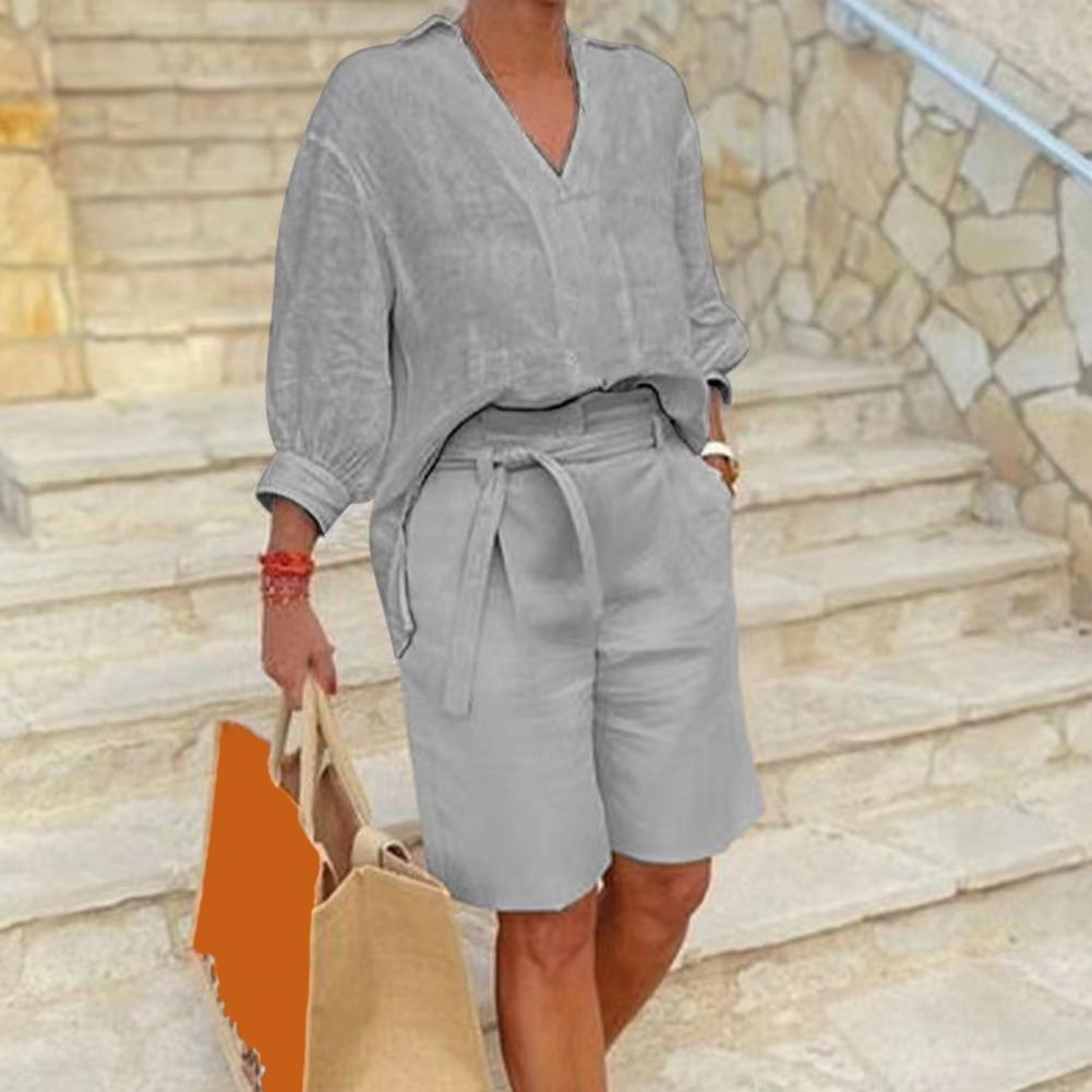 Baumwoll-Leinen-Zweiteiler für – Linen Shirt Breathable Bewertung und Preis