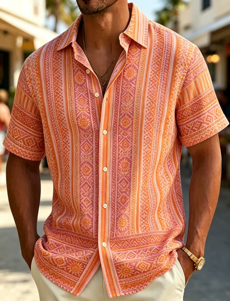 Herren Kurzarmhemd mit Revers, – Resort Shirt Floral Bewertung und Preis