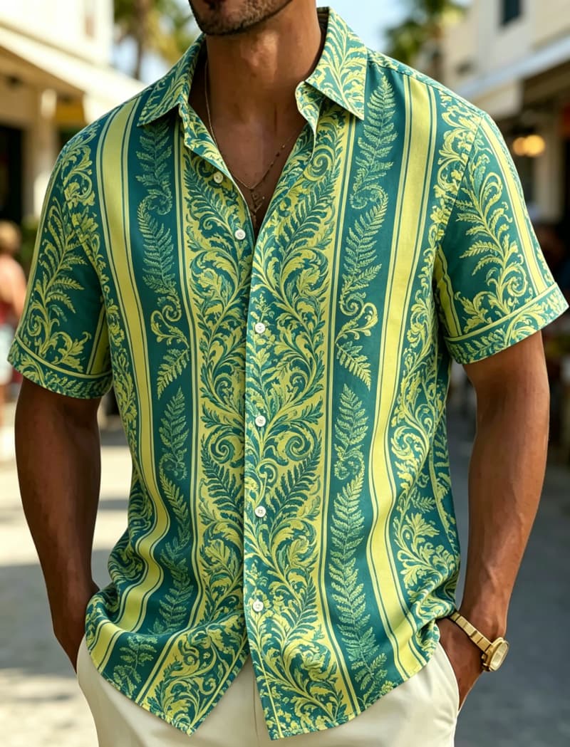 Herren Kurzarmhemd mit Revers, – Resort Shirt Floral Bewertung und Preis